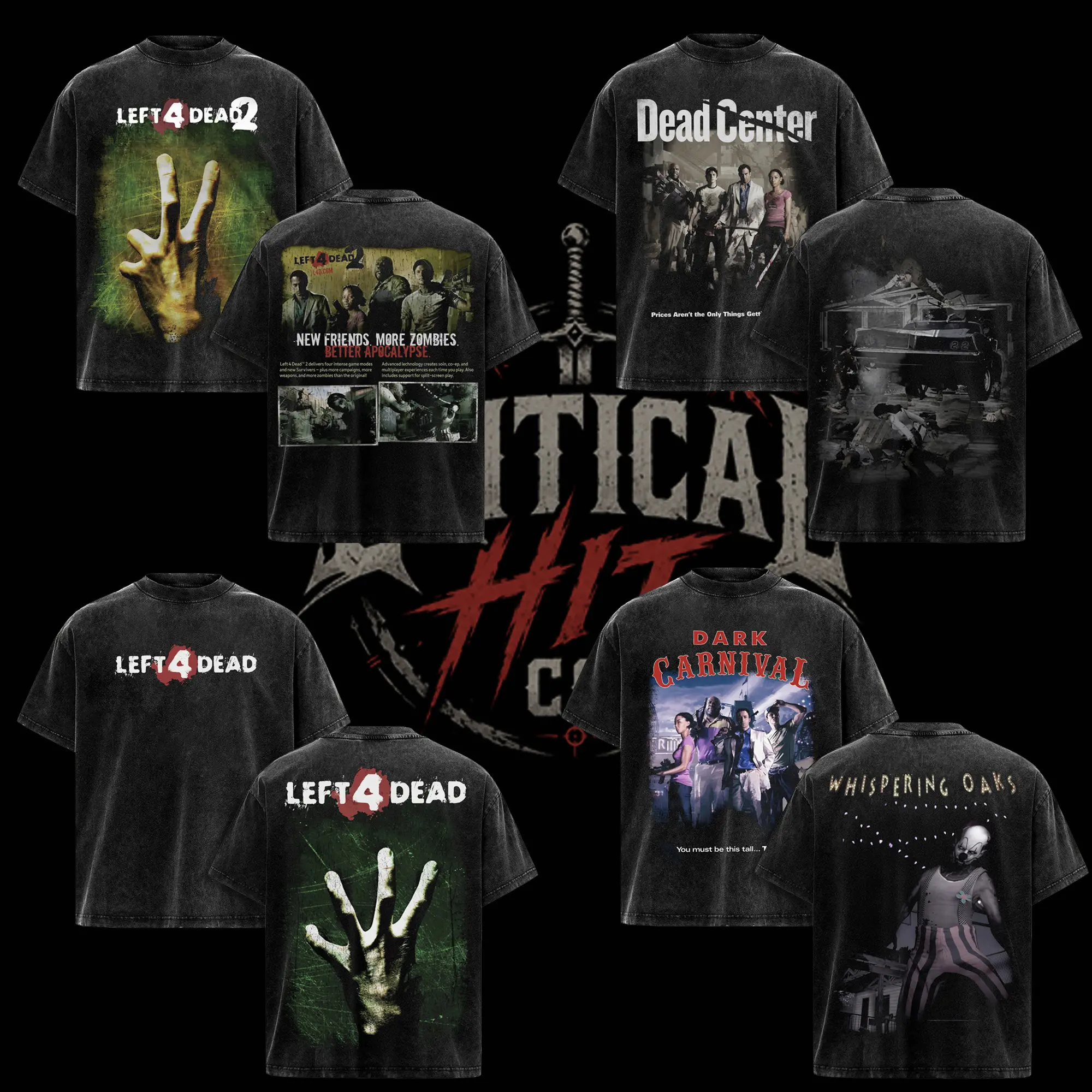 [Collection New Design] Left 4 Dead Vintage Washed T-Shirt, Retro Zombie Survival Horror Game Tee, Valve Co-Op Shooter Graphic Shirt, Survivor Team Gaming Merch, Acid Wash Oversized Streetwear, Heavyweight Cotton Gamer Gift, Double Sided Unisex Tee