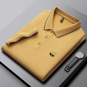 New Spring/Summer Lightweight Embroidered Slim Fit Short Sleeve Business Fashion Men's Polo Shirt In Stock Solid Color