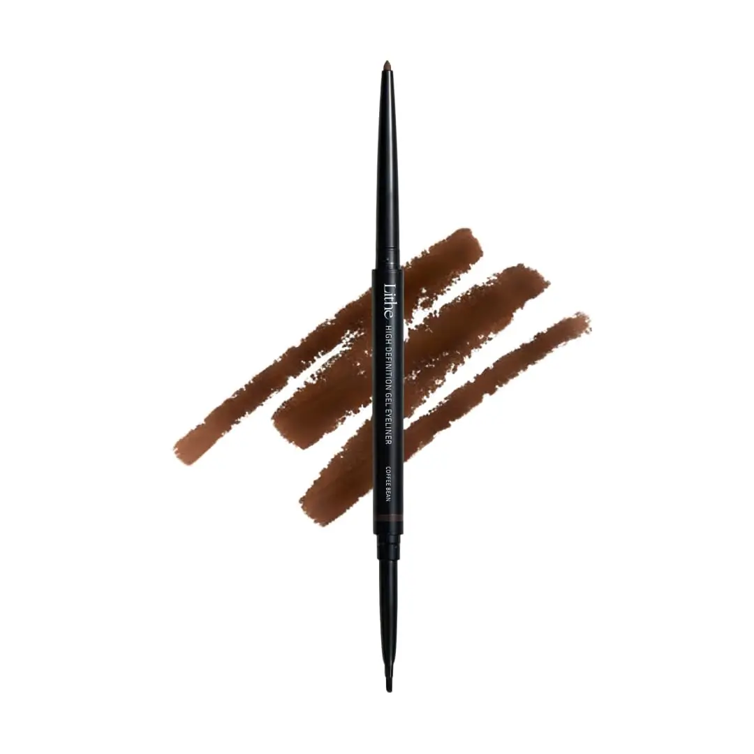 Lithe Beauty Smudge-Proof Gel Eyeliner Cosmetic - Retractable, Long-Wear Single Item with Ultra-Thin Tip, Angled Brush, High-Definition Smooth Blendable Vegan Makeup in Coffee Bean Shade, Blend