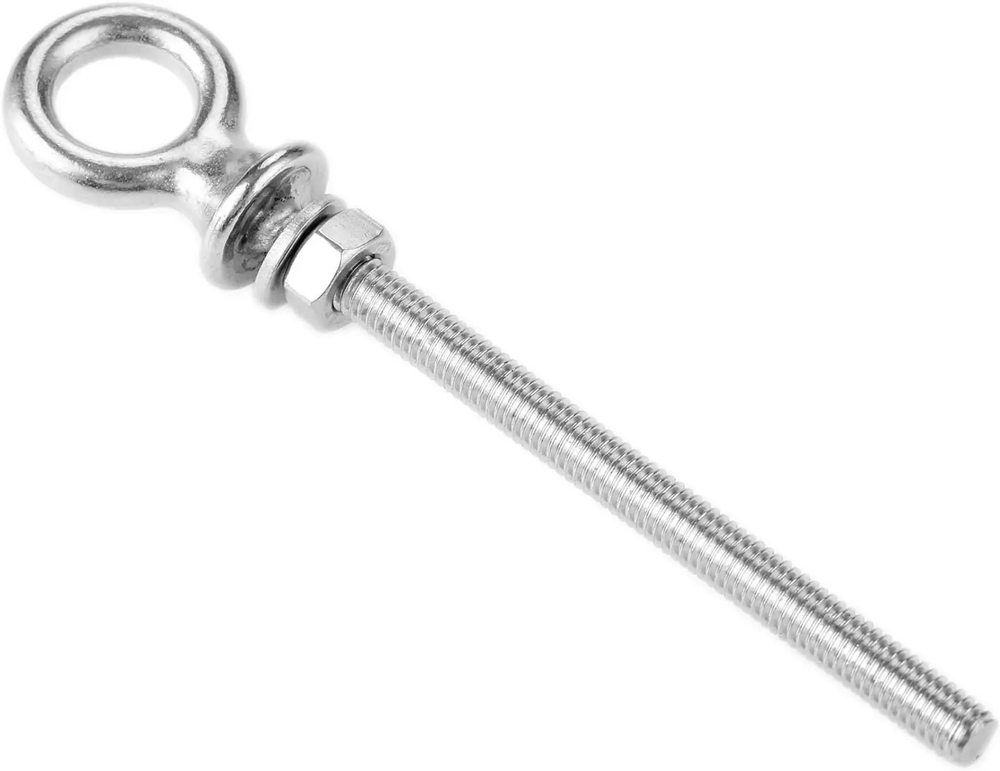 M6*80 Stainless Steel Lifting Eye Bolts with Washer and Nut, Heavy Duty Long Shank Nut for Hanging/Suspending/Fastening Items