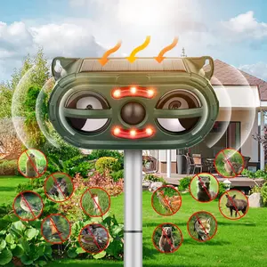 2026 Upgraded Solar Ultrasonic Animal Repellent Outdoor,Waterproof Deer Repellent Devices with Motion Sensor & LED Flash Lights for Yard Deterrent Cat Scare Squirrel Rabbit Coyote Skunks Dogs Insect Repellent