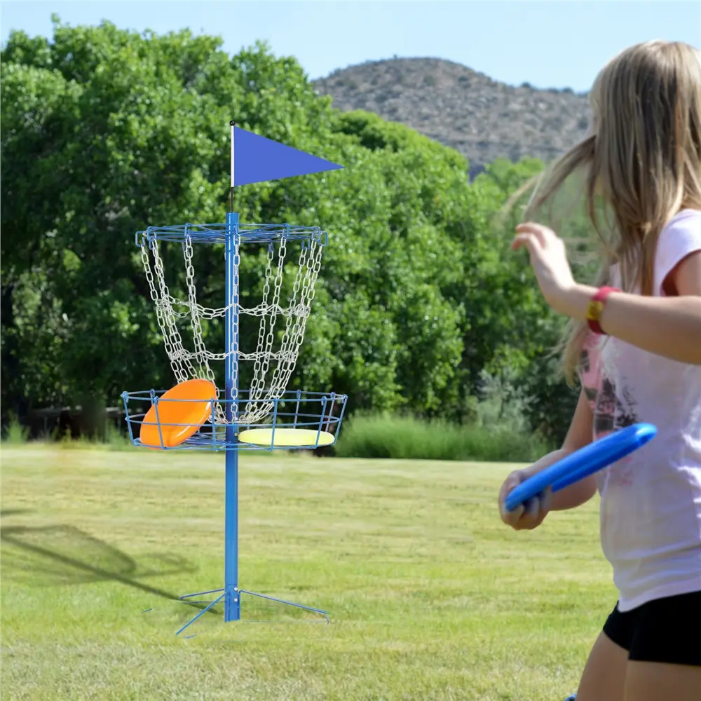 Yaheetech Sport Portable Disc Golf Basket Target - 12-Chain, 25.2" Diameter, Lightweight, Easy-to-Assemble, Galvanized Steel Construction