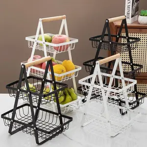 New Handheld Basket Iron Multi-Functional Fruit Basket, Kitchen Multilayer Snack Storage Rack, Wire Basket Organizer, Organize Your Space Efficiently