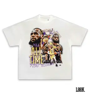 Lebron James ALL-TIME Graphic Tee, Y2K Rap Streetwear T-Shirt, Unisex Crew Neck Tee, Vintage Hip-Hop Graphic, Sports Style, Casual Cotton Fit