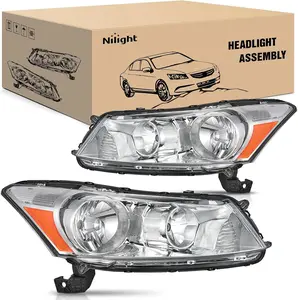 Nilight Headlights Assembly for Honda Accord sedan 2008 2009 2010 2011 2012 Headlamp Chrome Housing Amber Reflector, Accessories For Car