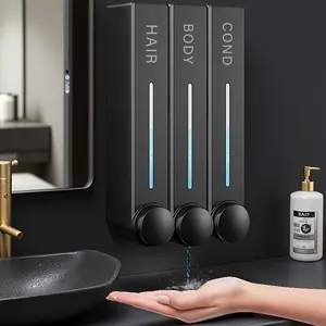 3-Piece Wall-Mounted Soap Dispenser Set, Includes 3 Nozzles, Plastic-Free Design, Easy Installation, Ideal for Bathroom & Kitchen, Shampoo Conditioner Dispenser