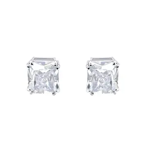 Traditional Large 7CT Emerald Cut CZ Clip-On Earrings Silver Plated Non-Pierced