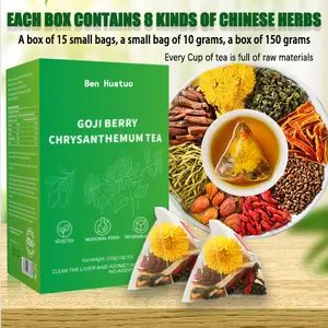 Goji Berry Chrysanthemum Tea -A natural blend of eight herbal ingredients  ，15Packs，Dandelion, wolfberry, honeysuckle, chrysanthemum,