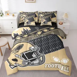 Football City Bed in A Bag Football Fans Comforter Set with Sheets 7 Piece Gifts for Kids Boys Teen,Sports Rugby Gaming Bedding Yellow Black Bed Set,(New Orleans)