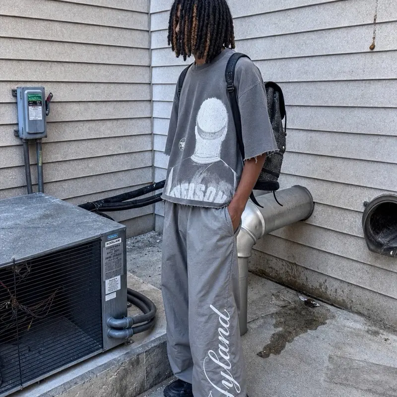 BLACKBUTTERFLY Iverson GRAY Custom Cropped Vintage Sweatshirt Crewneck Cotton Shirt Menswear