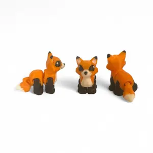 Red Fox Micro Mini 3D Printed Toy - Adorable Orange & Brown Fox Figurines for Kids Play & Collectibles