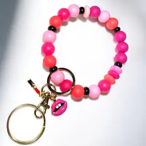 Silicone Lipstick Themed Keychain Wristlet