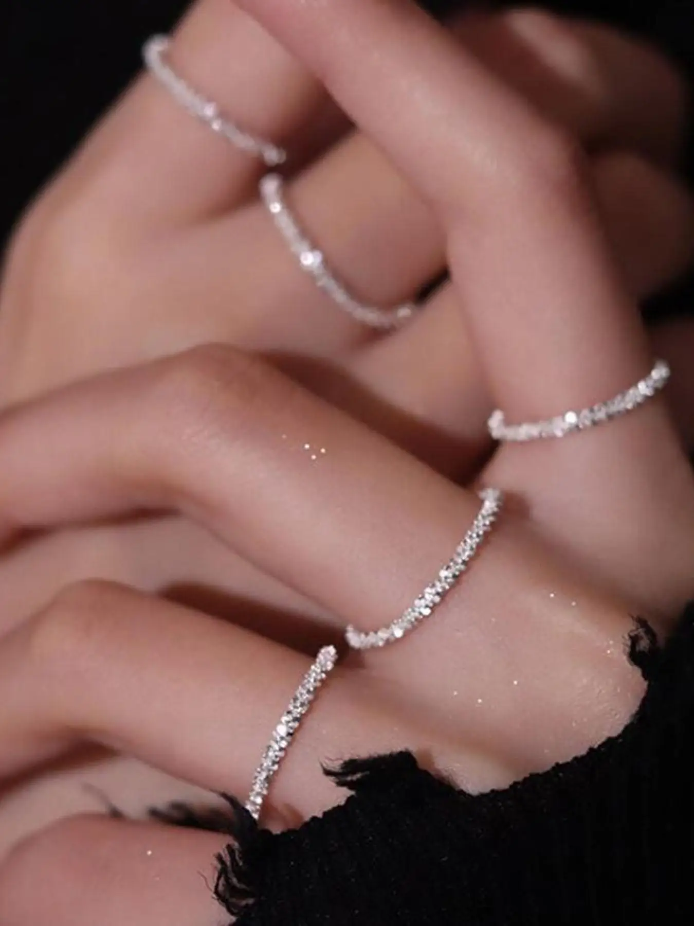 Women's Summer Elegant Minimalist Glittering Rings, Exquisite Trendy Engagement Rings, Chic Gorgeous Jewelry As Gift for Girlfriend