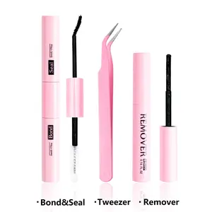 3-Piece Eyelash Adhesive & Sealing Kit, Personal Lash Glue for Strong Fix, DIY Eyelash Extensions & Remover with Brush, Allergy-Free Liquid Gel