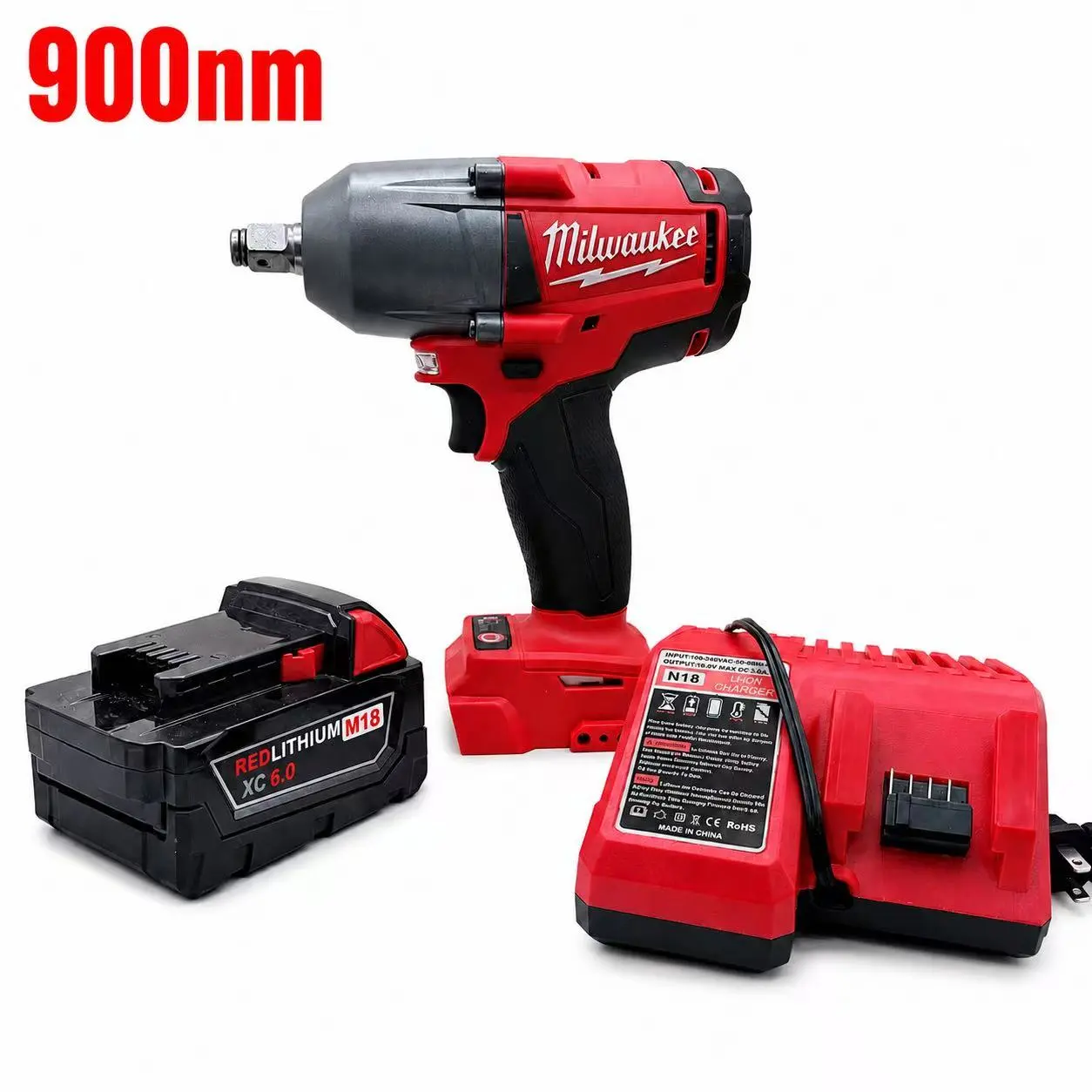 Milwaukee 18V Cordless High Torque Impact Wrench - 900N-m Heavy Duty Lithium Battery Wrench, 12.0Ah Batteries & Charger Kit for Heavy Tasks, Cordless Power Tool Compatible