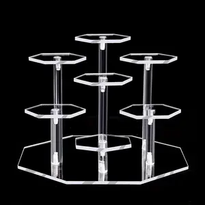 1pcs Octagon Round Acrylic Display Rack 1Pcs for Action Dolls Perfume Jewelry Statues No Power 27" Height Mini Display Stand