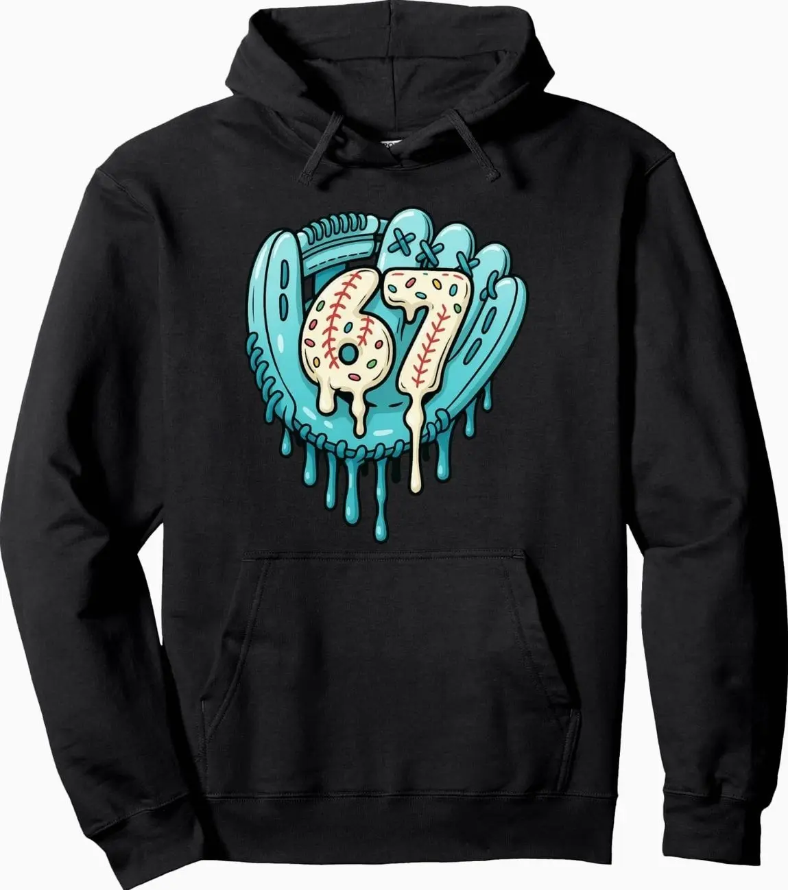 67 Ice Cream Drip Funny Six Seven Baseball Pullover Hoodie YOUTH Graphic Hoodie