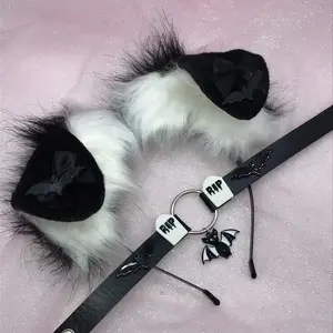 Black / white gothic  ear headband necklace Halloween costume