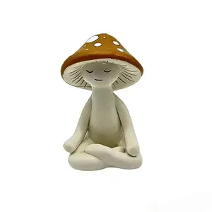 Glam Cute Mushroom Design Decorative Ornament Figurine, 1-Count Antique Copper Resin Statue Figurines, Meditation Yoga Collectible for Home Office Desk, Room Decor