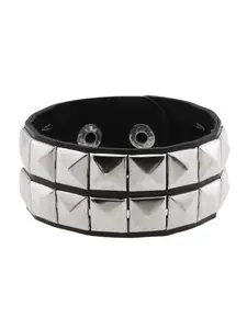 2026 PU Leather Gothic Stainless Steel Bracelet 80s Punk Bracelet Adjustable Goth Cuff Bracelet Gothic Spiked Rivet Buckle Wristband Spiked Studded Bracelet for Men Women
