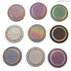 Gradient Painting Clear Round Bling Glitter Magnetic Phone Grip, Suction Base Expandable Desktop Support Stand Trendy Ins Accessory
