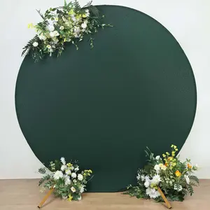 Matte Hunter Emerald Green Round Spandex Fit Wedding Backdrop Stand Cover 7.5ft