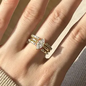 "Celeste" Marquise Trio Ring Set Vintage Romance. Modern Magic.