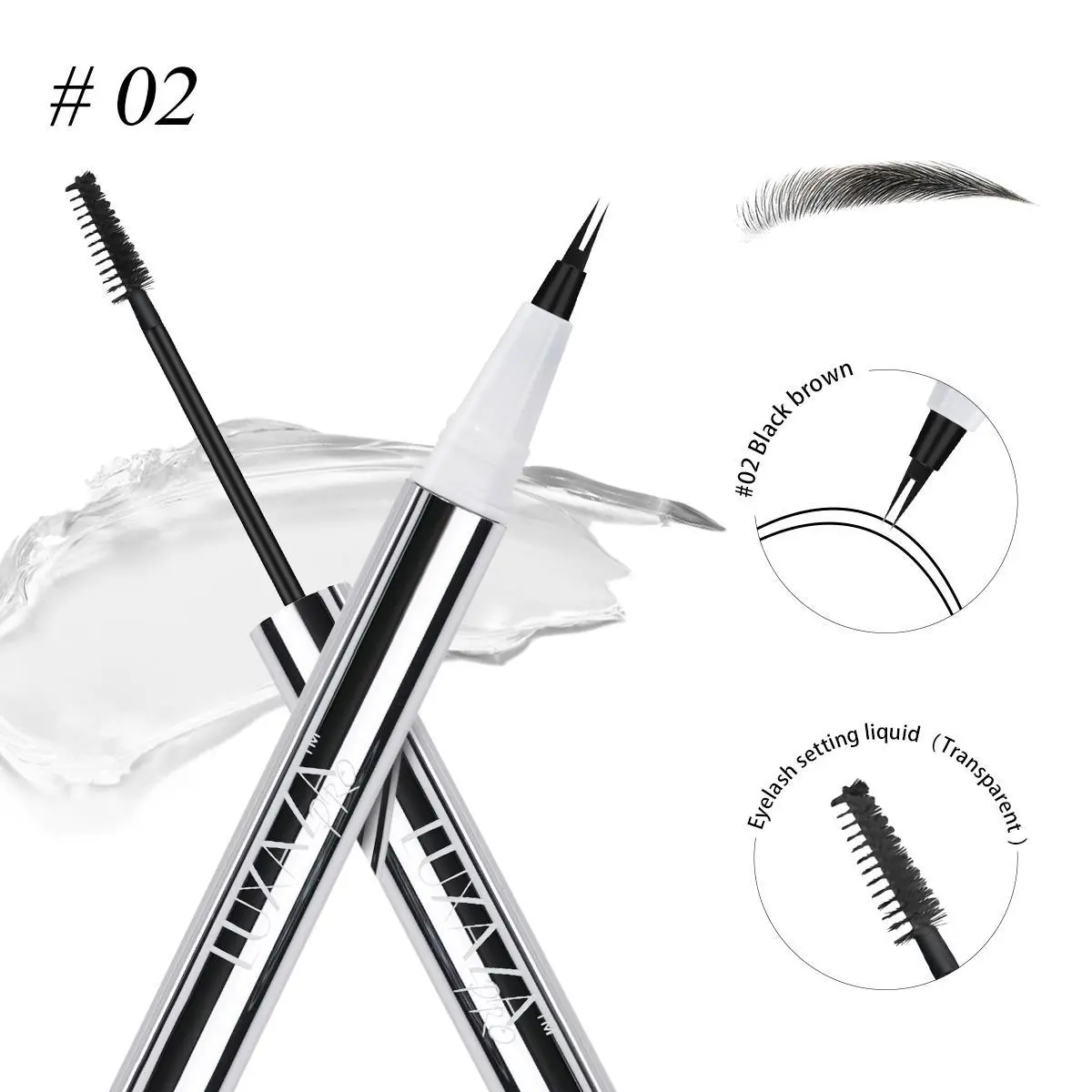 LUXAZA 2-in-1 Eyebrow Pencil & Gel, Waterproof Cosmetic for a Natural Look, 12-Hour Long Lasting Makeup to Fill Sparse Brows, Water Proof, Makeup Products