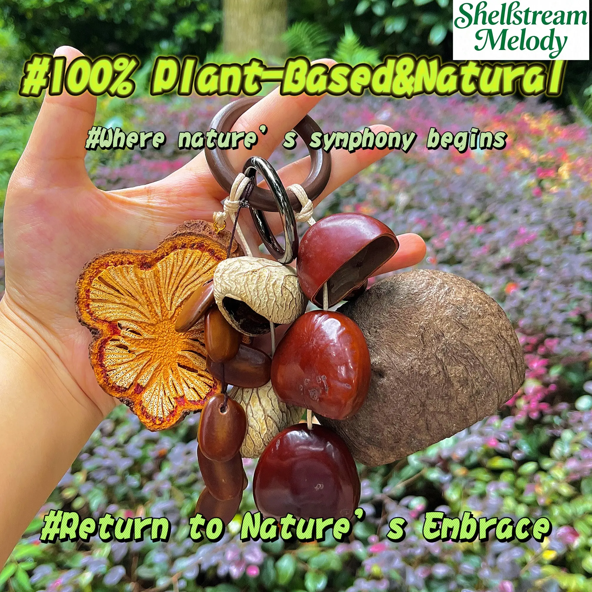 ASMR Stress Relief Gift - Natural Woodland Stream Sound Charm, Handmade Shell Nut Ornament, Viral Cat Bag Pendant for Women