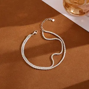 Teiwky Dainty Stackable Silver Bracelets Trendy Adjustable Layered Paperclip Womens Bracelets Diamond Silver Waterproof Bracelets Jewelry for Women,Valentine's Day Gift