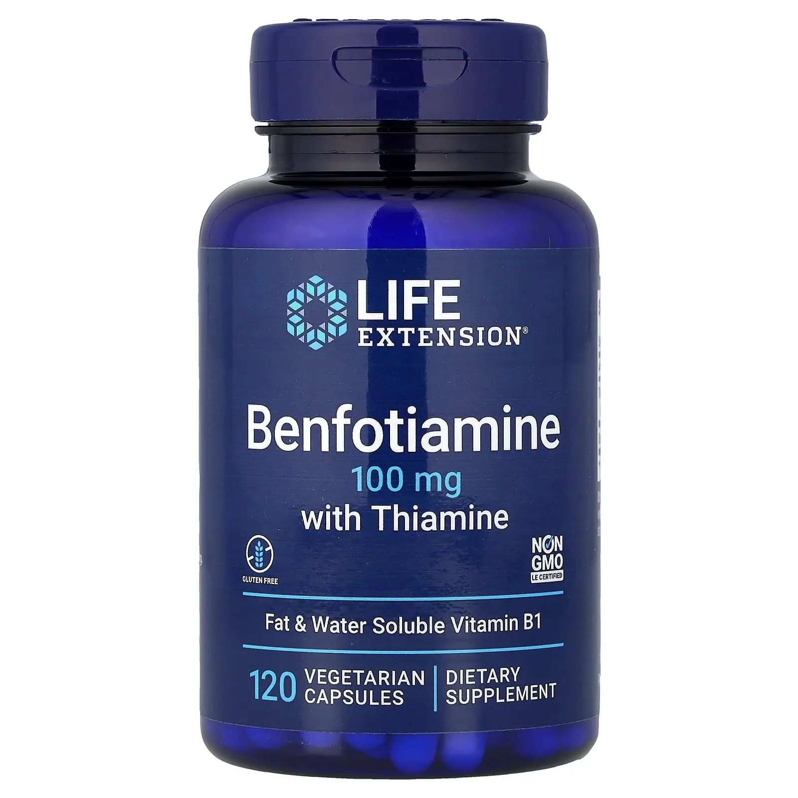 Life Extension Benfotiamine with Thiamine, 100 mg, 120 Vegetarian Capsules
