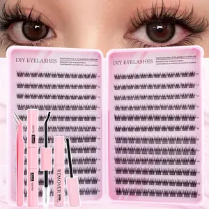 DIY Lash Extension Kit, Eyelash Extensions, Dense Natural Style, Home Use Beginner Set, Includes Lashes, Glue, Remover, Tools, Professional Quality