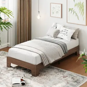 Minimalist Wooden Platform Bed Frame – Sturdy Wood Construction – Sturdy Slat Support – Underbed Storage – Noise-Free, No Box Spring Needed – Easy Assembly – Bedroom Furniture – Twin/Full Size