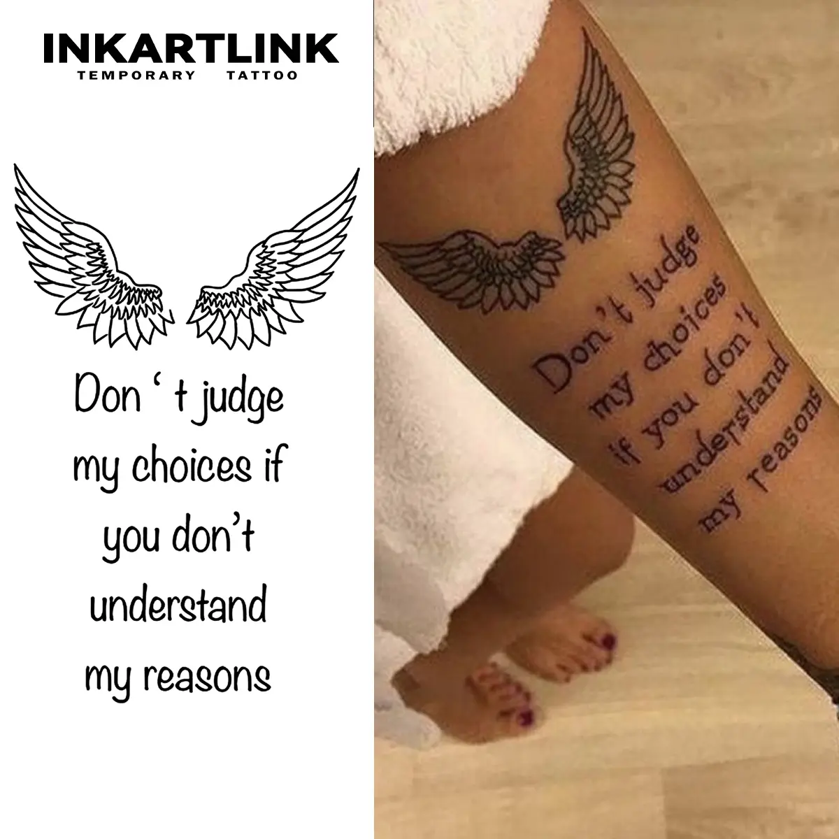 INKARTLINK 2 Sheets Semi-Permanent Temporary Tattoos, Realistic Tattoo Sticker That Lasts 1-2 Weeks, Waterproof Art for Men and Women, Body Fake Tattoos