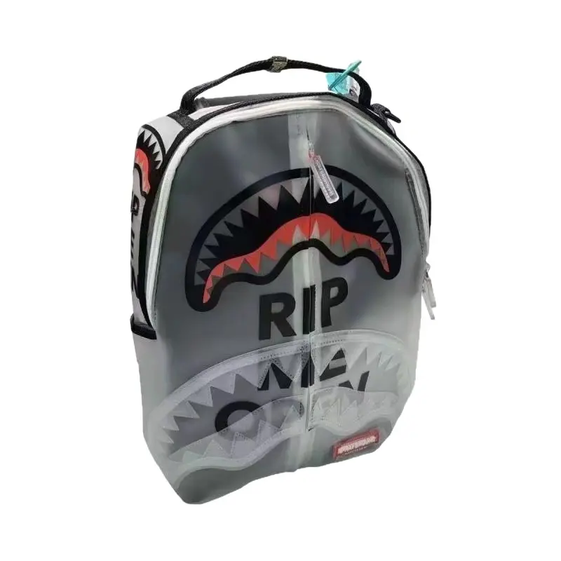 Sprayground Unisex Trendy Large Capacity Backpack Transparent "Shark" Parody Design (Casual/Student/Travel)