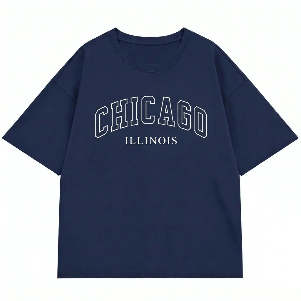 Chicago Illinois Shirt Women Retro Varsity Graphic Tee Plus Size