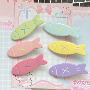 6pcs Cute Candy Color Small Fish Hairpin Ins Sweet Girly Heart Bangs Clip