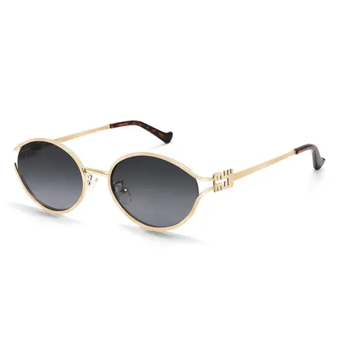 Retro Small Oval Sunglasses Women Men Trendy Gold Frame Round Cute Designer Sunnies Shades