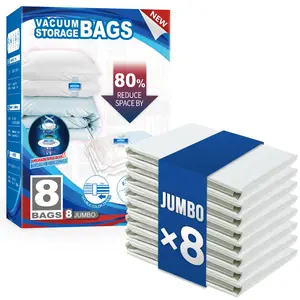 TAILI 8 Pack Vacuum Storage Bags for Comforter and Blankets, Jumbo Vacuum Seal Bags for Bedding 40x31 Inch, Space Saver Bags for Clothes, Pillows, Saving More Closet Space Compression Bags Compression Packing Cubes