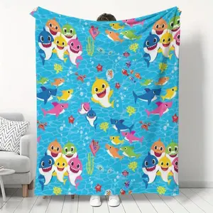 Ultra Soft Shark Blanket Cozy Cartoon Print Fleece for Kids & Adults Vibrant Ocean Design Perfect Gift for Christmas Birthdays
