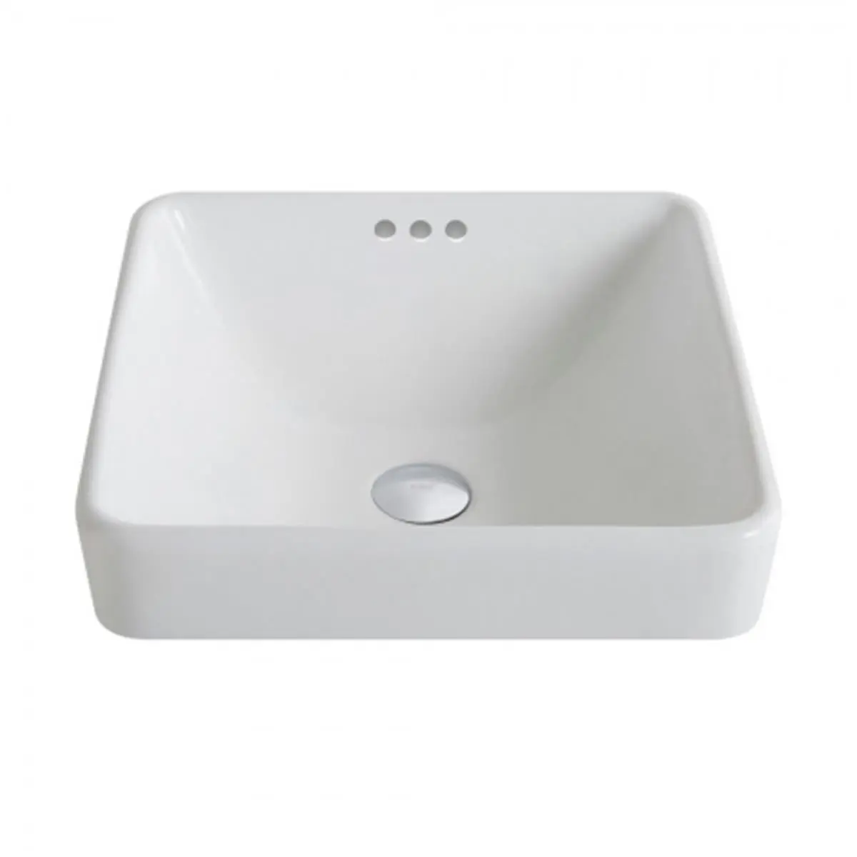 212 MAIN Kraus Elavo Durable White Ceramic Square Semi-Recessed Bathroom Sink - 16.25 x 16.25 x 6.6 in, Easy-to-Clean Polished Surface, Equipped with Overflow Drain