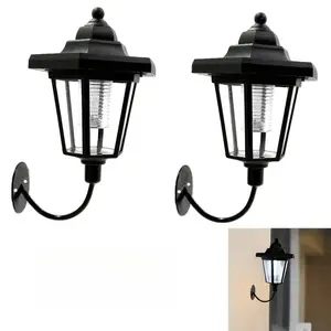 2Pcs Vintage Hexagonal Solar Wall Lanterns – Waterproof LED Outdoor Lights for Garden Pathway & Decor