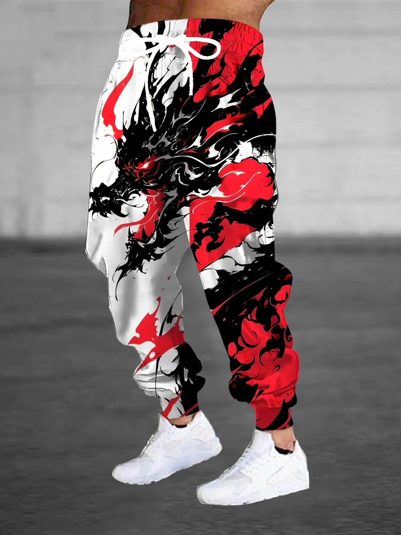 Fashion Design Men's 3D Dragon Pattern Printed Sports Trousers Drawstring and Pocket Fashion Trousers Home Pajama Pants Casual and Comfortable Casual Jogging Pants Casual Comfy Trouser