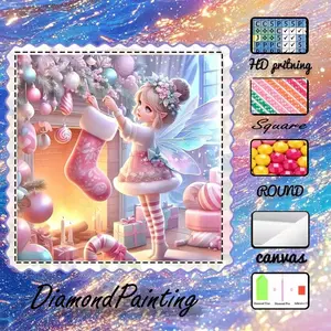 5D-DIY, advanced velvet canvas, diamond art, diamond painting kit, fairy, fireplace. AB diamonds, fairy dust diamonds, crystal diamonds, perfect home decoration, handcrafted diamond art painting kit, special craft diamond art kit.