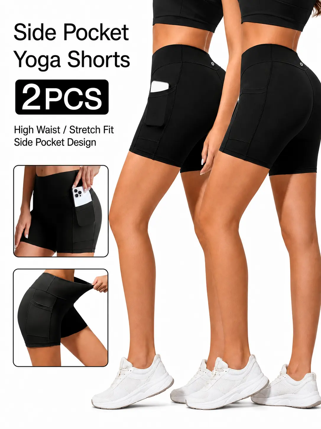 Women's 2-Pack High-Waisted Seamless Athletic Mini Sports Shorts for Female, Tummy Control & Lift, Stretch Breathable Quick Dry, Squat Proof for Gym Yoga Workout from Home, Active Women's Lounge Wear, Tummy Lift