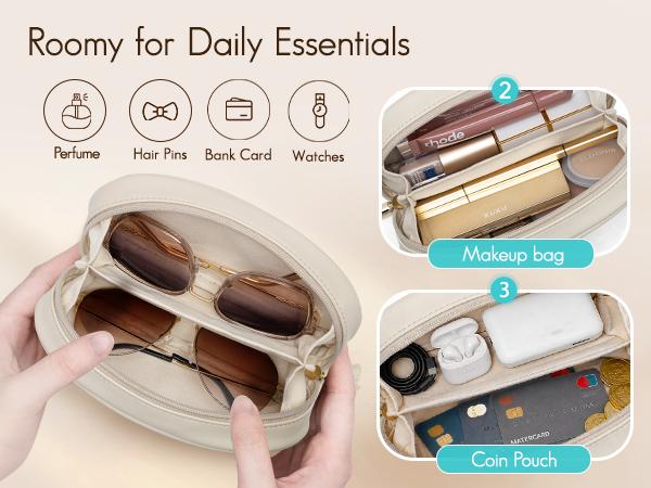VLANDO Women's Classic Double Sunglasses Organiser Case, Small PU Leather Lightweight Travel Zipper Pouch with Protective Soft Velvet Compartments, 2-Pair Glasses Storage for Everyday Carry, Car Use, Two-Pairs VLANDO Women's Classic Double Sunglasses Organiser Case, Small PU Leather Lightweight Travel Zipper Pouch with Protective Soft Velvet Compartments, 2-Pair Glasses Storage for Everyday Carry, Car Use, Two-Pairs