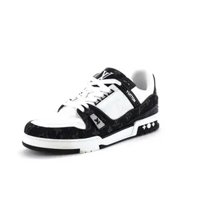 Pre-owned Louis Vuitton Men's LV Trainer Sneakers Monogram Empreinte Leather and Monogram Denim by Rebag