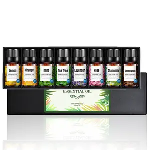 Essential Oil Gift Set 8 Pack - 10ml Fragrance Oils for Diffusers Humidifiers DIY Candles Soap Making - Peppermint Scented Liquid Aromatherapy Oils - Perfect for Any Occasion - Rose Lavender Mint Tea Tree Sandalwood Lemon Orange Chamomile Room Aromatizer