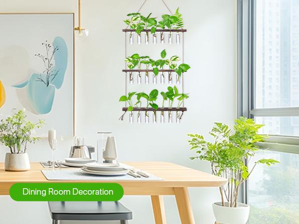 Renter-Friendly Large Indoor Plant Wall Hanger 3-Tier Glass Test Tube Planter 15.7" Wide for Small Apartments Office Spaces Decor Hanging