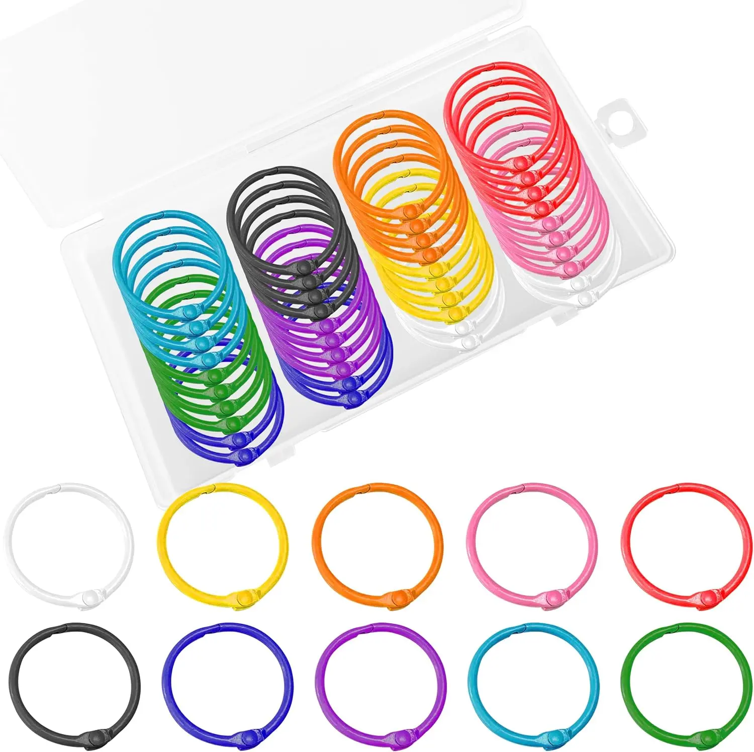 1.2" Binder Rings, Loose Leaf Open Clip Rings for Key Chains, School, Home Use (50-Pack) - Office Stationery Binder Accessories